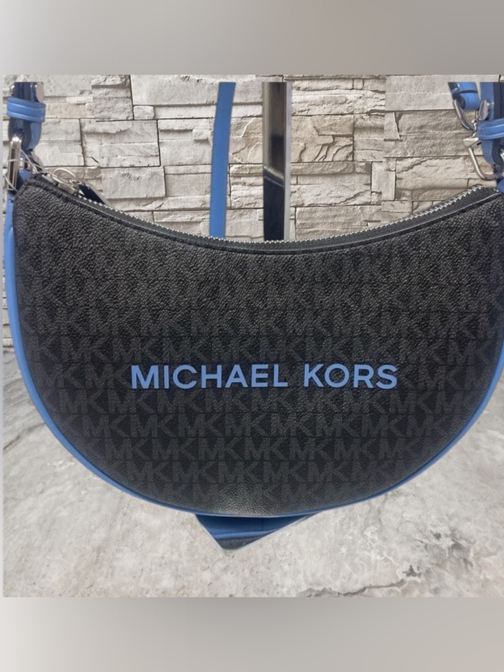 Michael Kors Kyla Small Conv Pouchette & Matching Wallet South Pacific Blue Logo - Picture 3 of 11